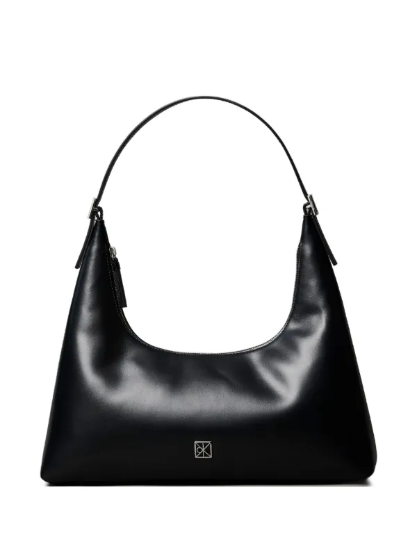 Calvin Klein Logo-detail Leather Shoulder Bag in Black