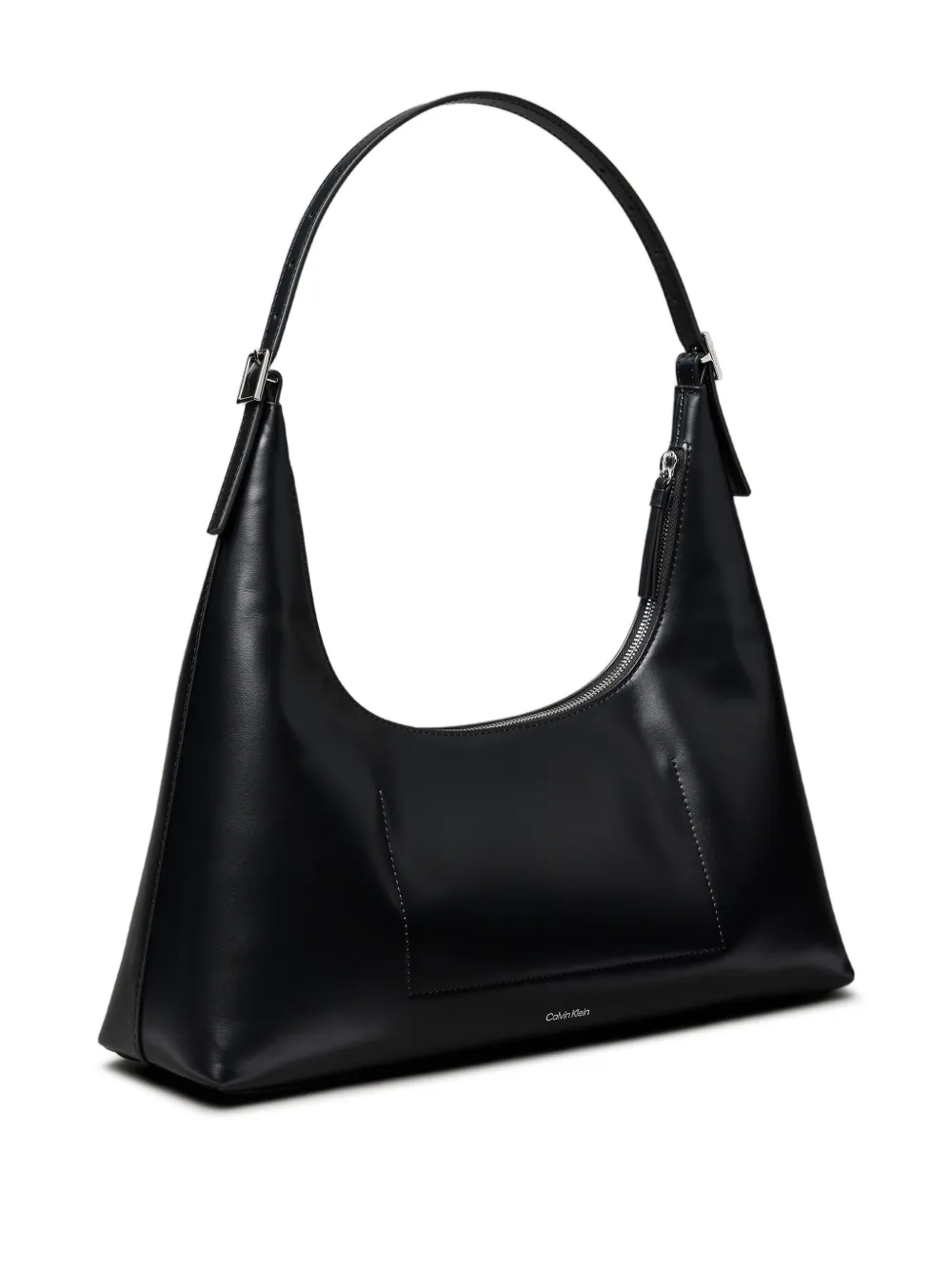 Calvin Klein Leren schoudertas - Zwart
