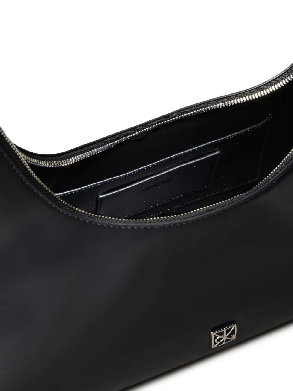 Calvin Klein Logo-detail Leather Shoulder Bag In Black