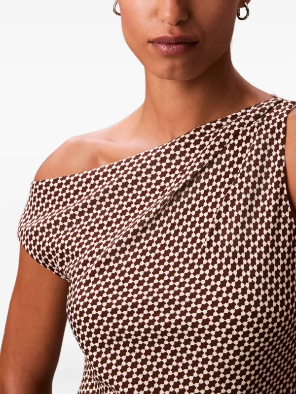 Calvin Klein one-shoulder Patterned Midi Dress | Neutrals | FARFETCH BH