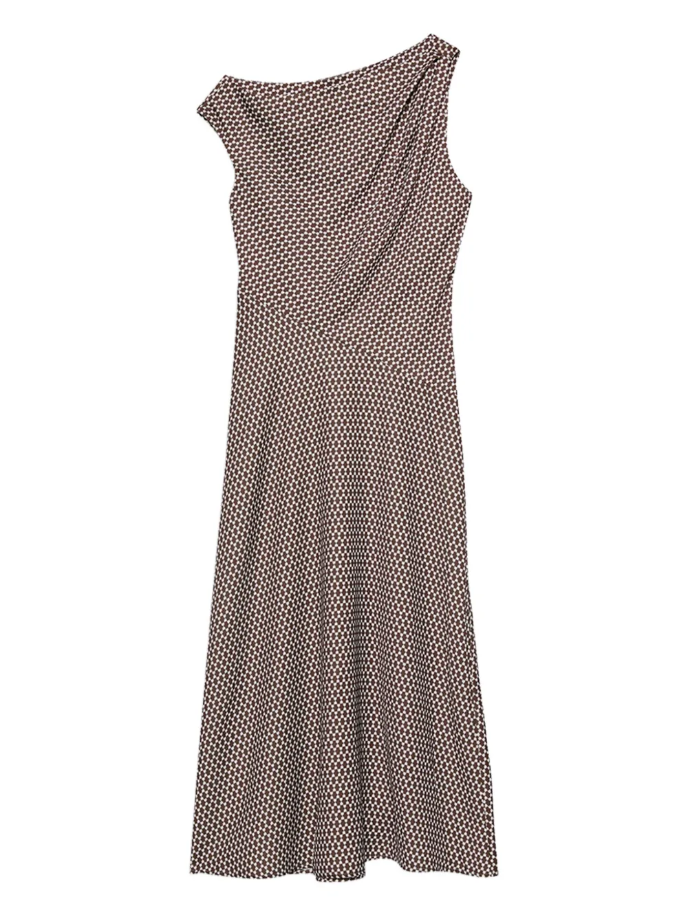 Calvin Klein One-shoulder Patterned Midi Dress In Neutral