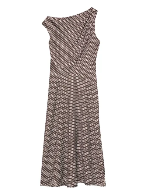 Calvin Klein one-shoulder patterned midi dress