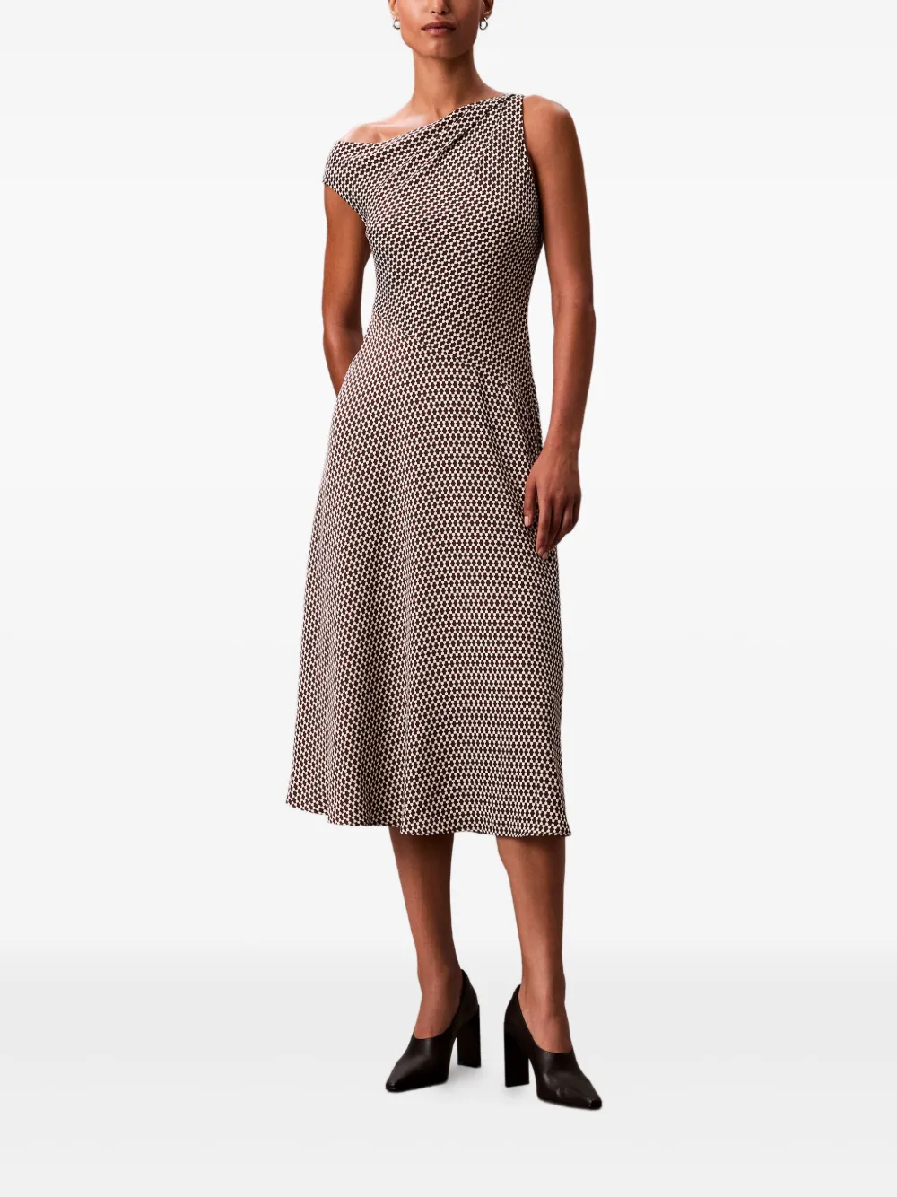 Calvin Klein Asymmetrische midi-jurk met patroon - Beige