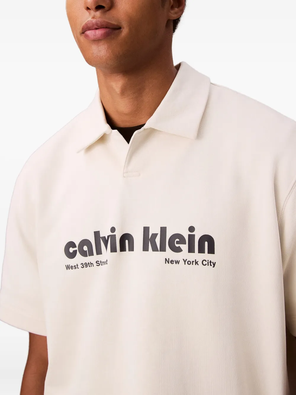 Calvin Klein Jeans Est.1978 Cotton Polo-collar T-shirt In Neutral