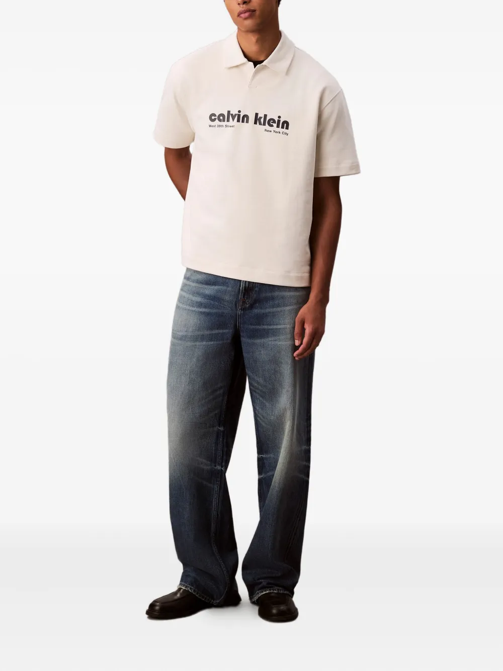 Calvin Klein Jeans T-shirt met polokraag - Beige