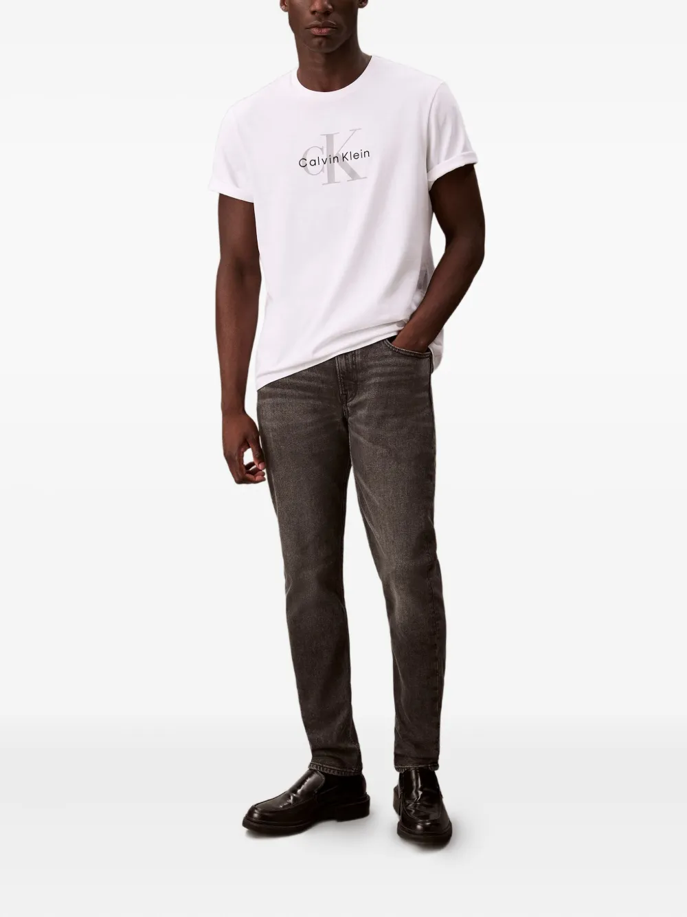 Calvin Klein Jeans logo-patch jeans - Grijs