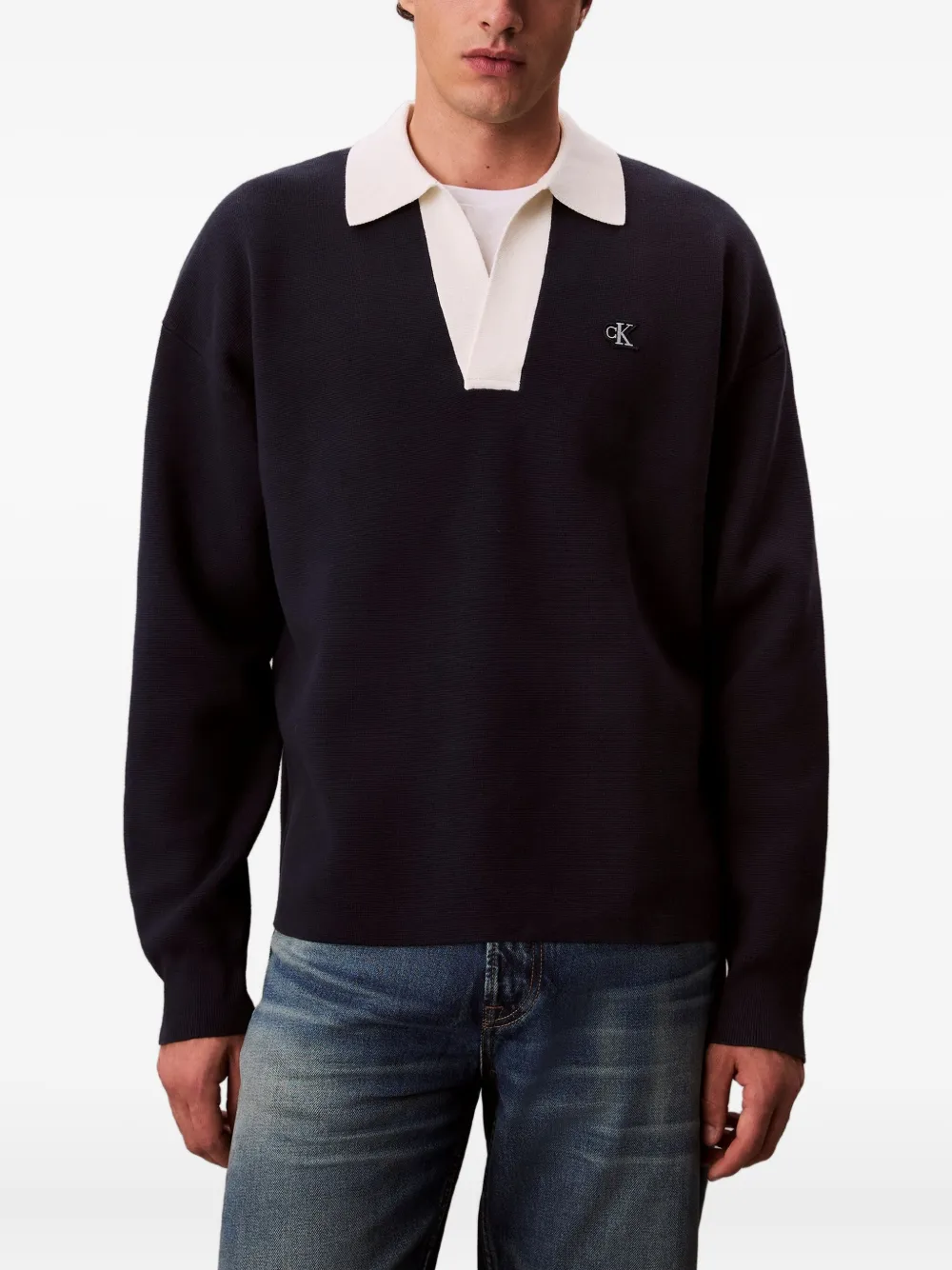 Calvin Klein Jeans Trui met geborduurd logo Blauw