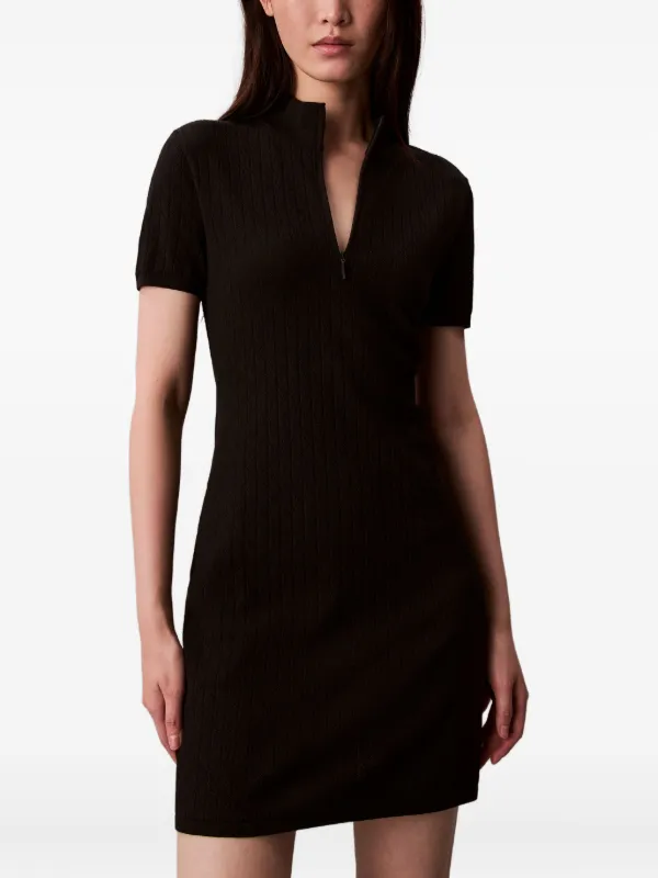 Calvin Klein Zip-neck Dress - Black