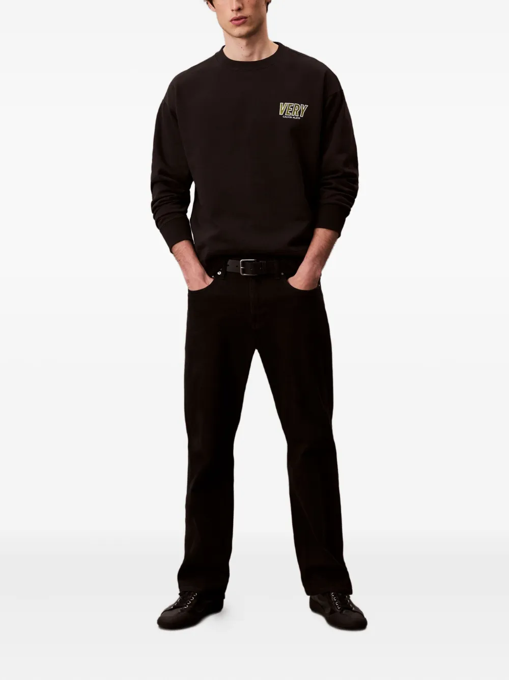 Calvin Klein Jeans Sweater met logo - Zwart