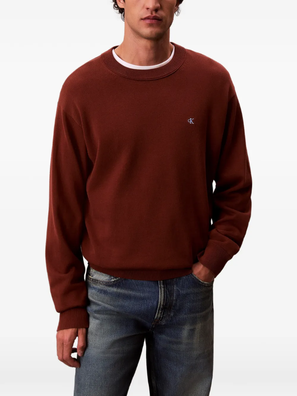  Calvin Klein Jeans Logo-embroidered Sweater - Brown 