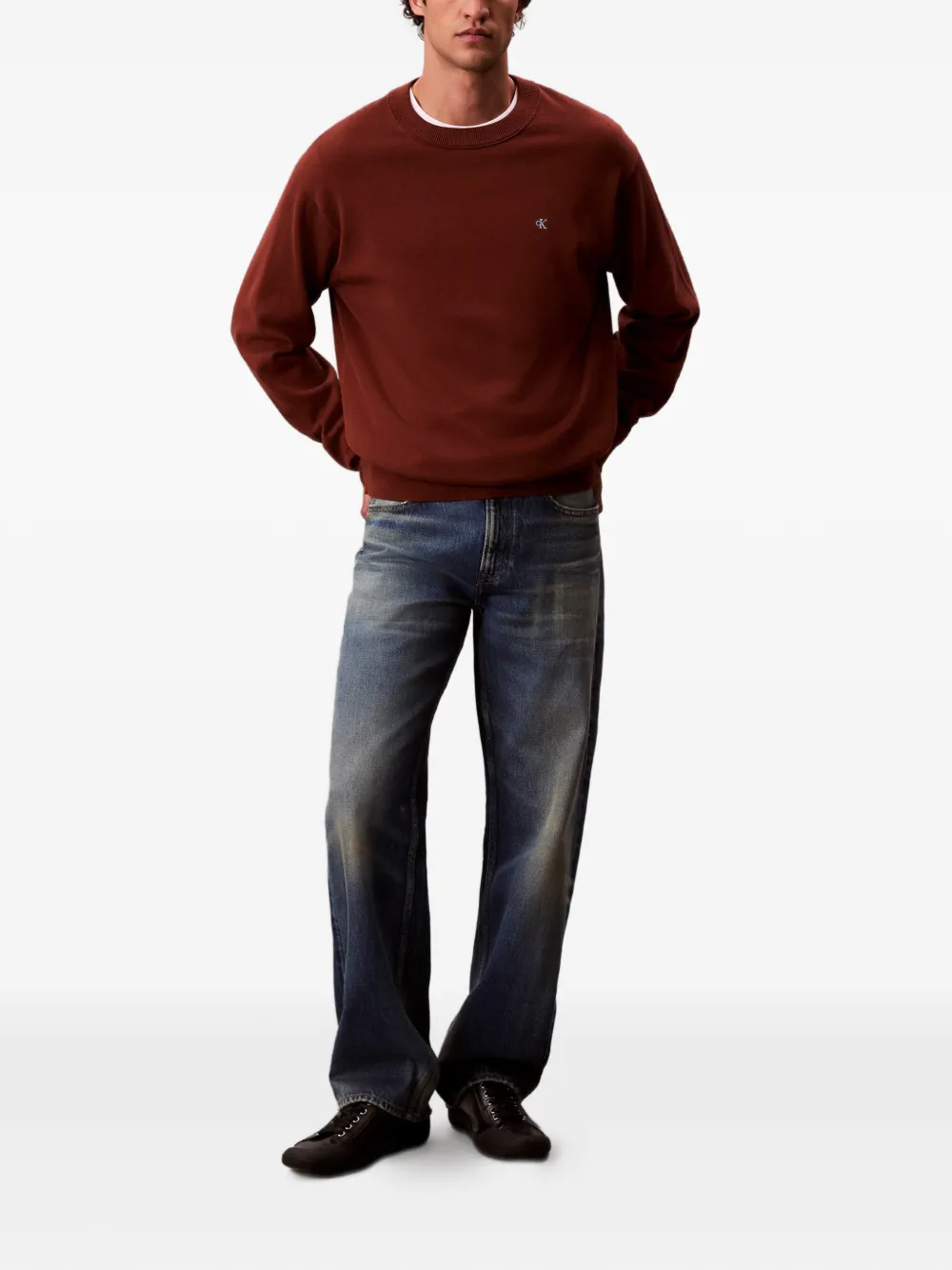  Calvin Klein Jeans Logo-embroidered Sweater - Brown 