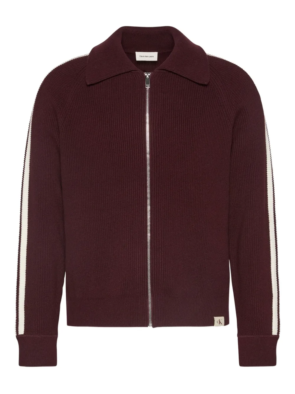 Calvin Klein Jeans zipped striped cardigan | Brown | Image 1