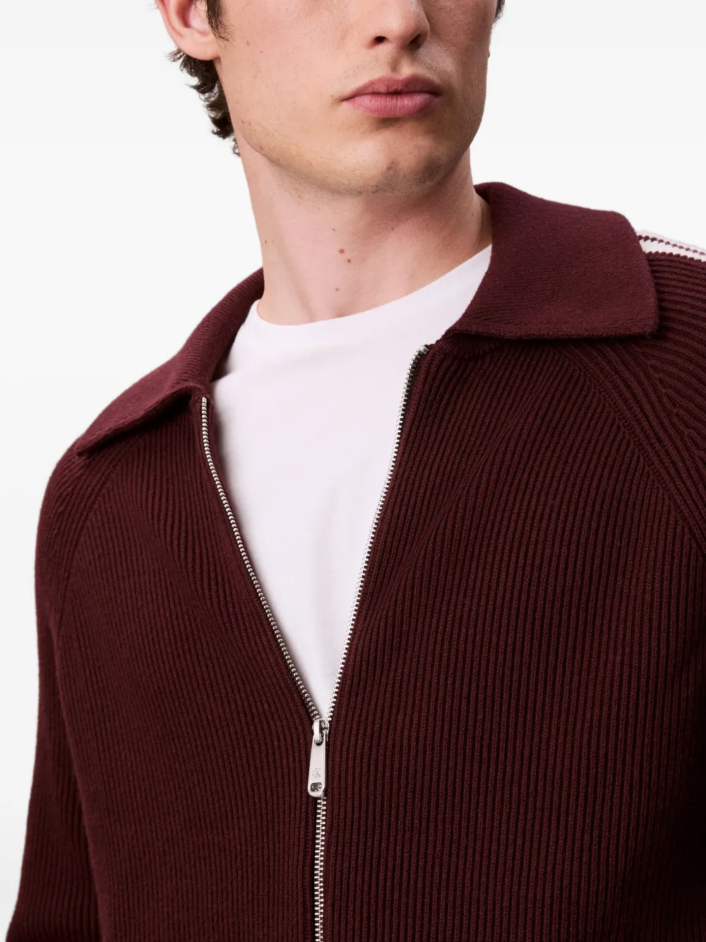 Calvin Klein Jeans Est.1978 Zipped Striped Cardigan In Brown