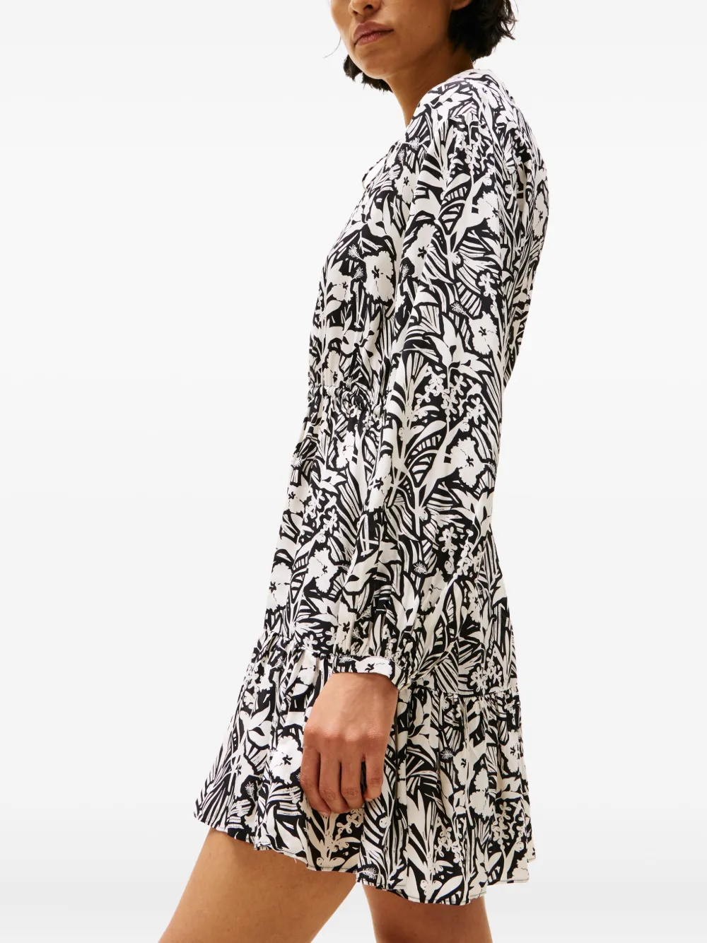 Tommy Hilfiger Floral Print Mini Dress In Gray