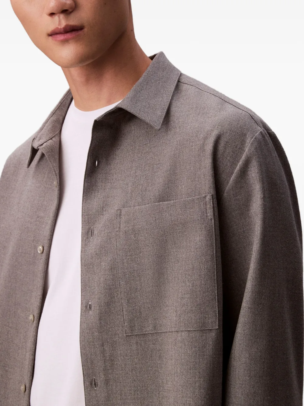 Calvin Klein Overhemd met lange mouwen en zak Grijs