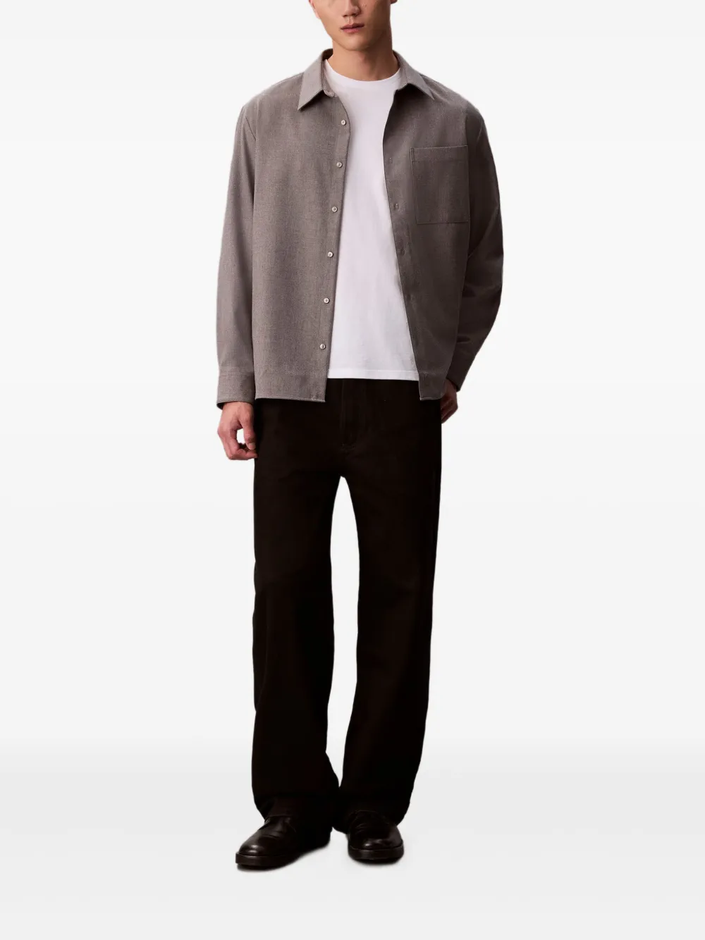 Calvin Klein Overhemd met lange mouwen en zak - Grijs