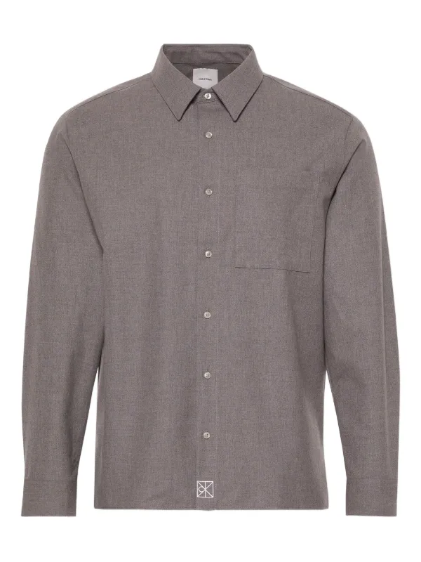 Calvin Klein Pocket Long-sleeved Shirt in Grey