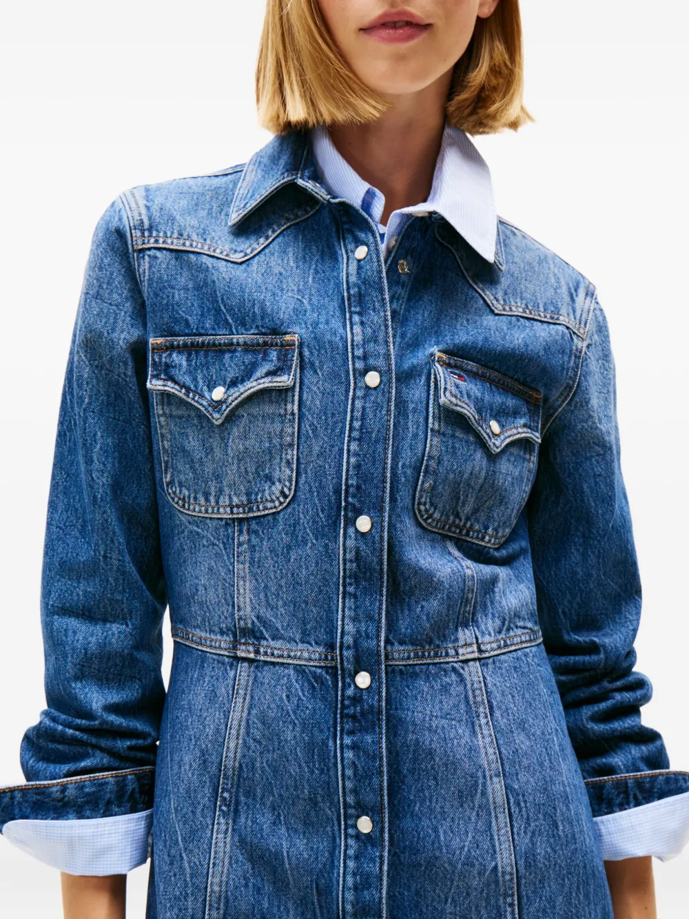 Tommy Jeans Flounce Denim Mini Dress In Black