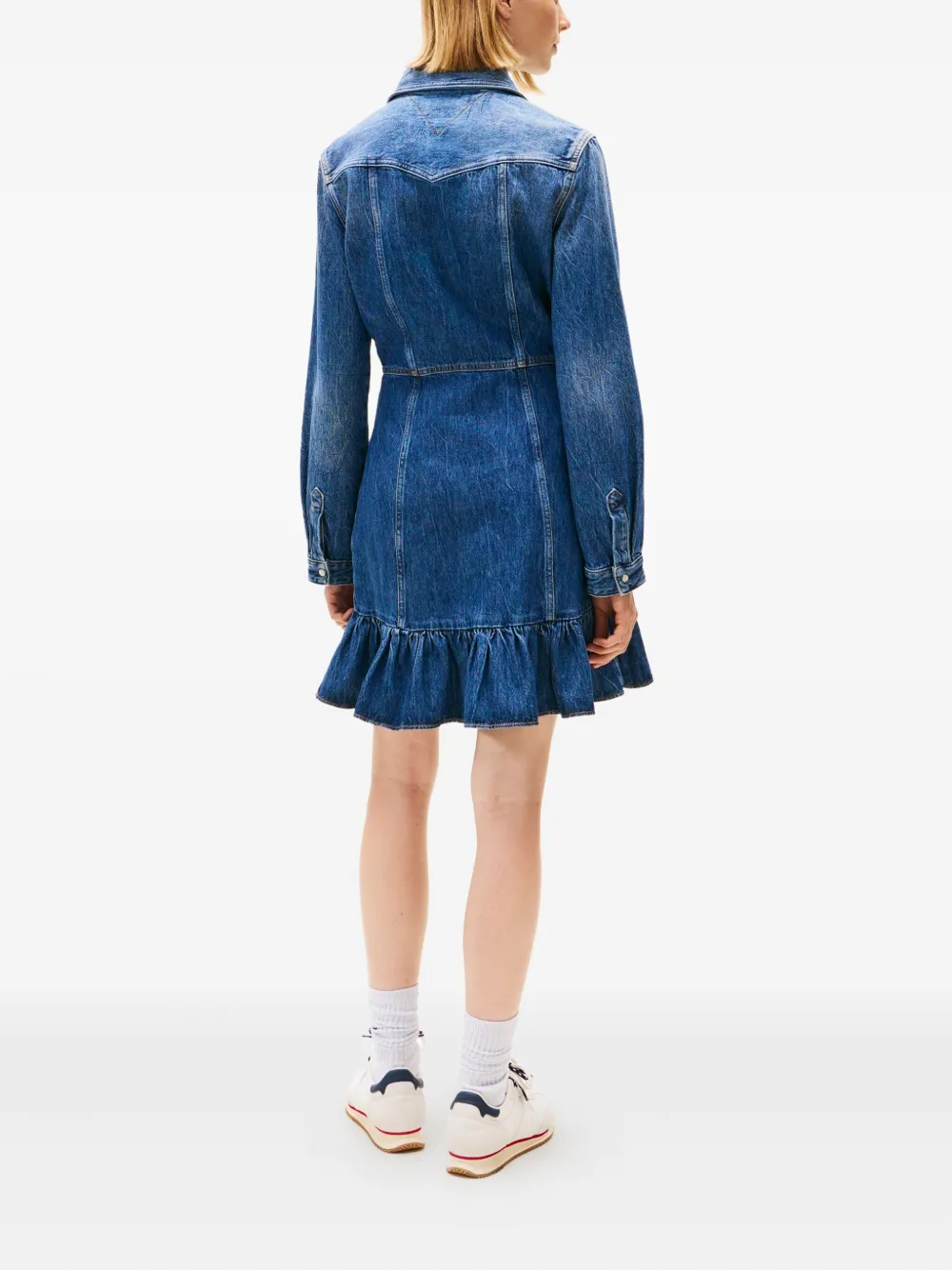 Tommy Jeans Flounce Denim Mini Dress In Black