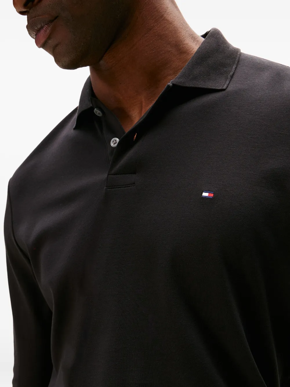 Tommy Hilfiger Poloshirt met lange mouwen Zwart