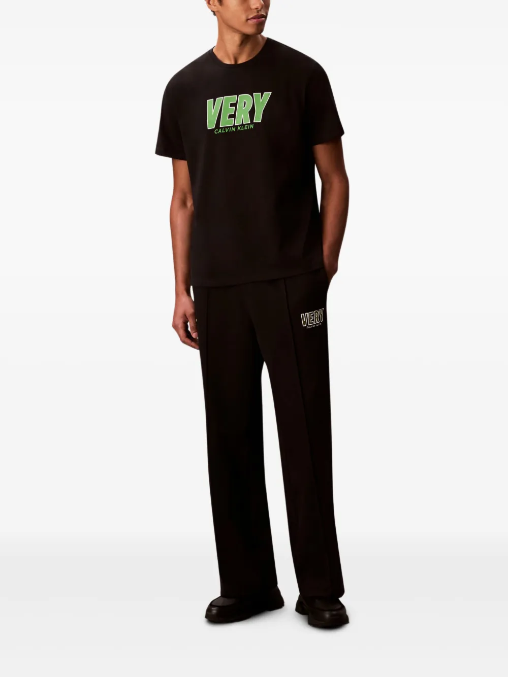 Calvin Klein Jeans Trainingsbroek met plooien en logo - Zwart