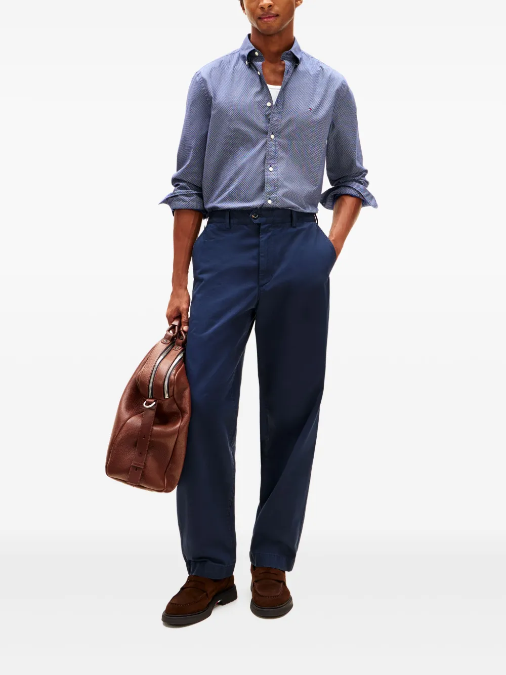 Tommy Hilfiger Long-sleeved Buttoned Shirt In Blue