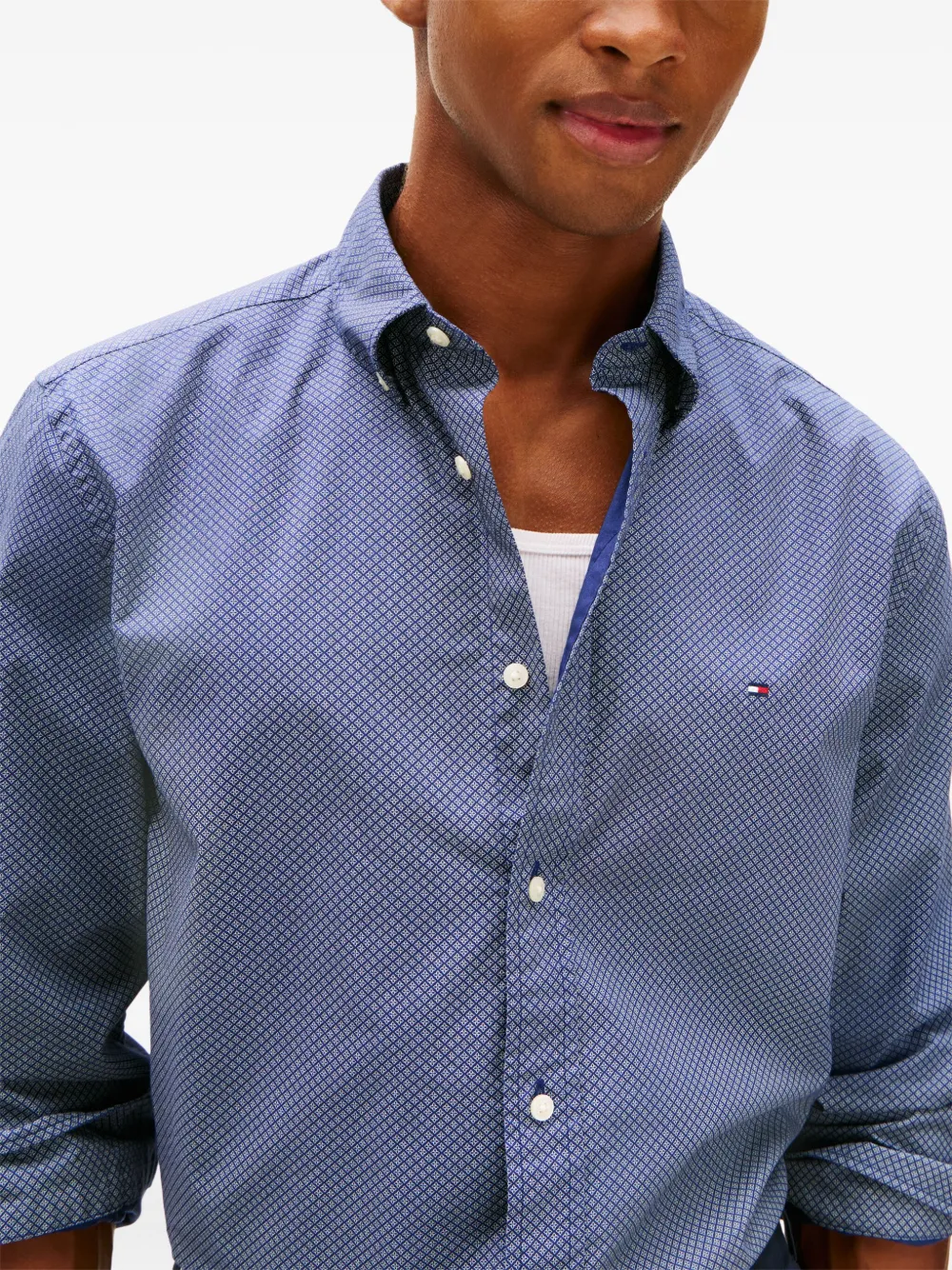Tommy Hilfiger Long-sleeved Buttoned Shirt In Blue