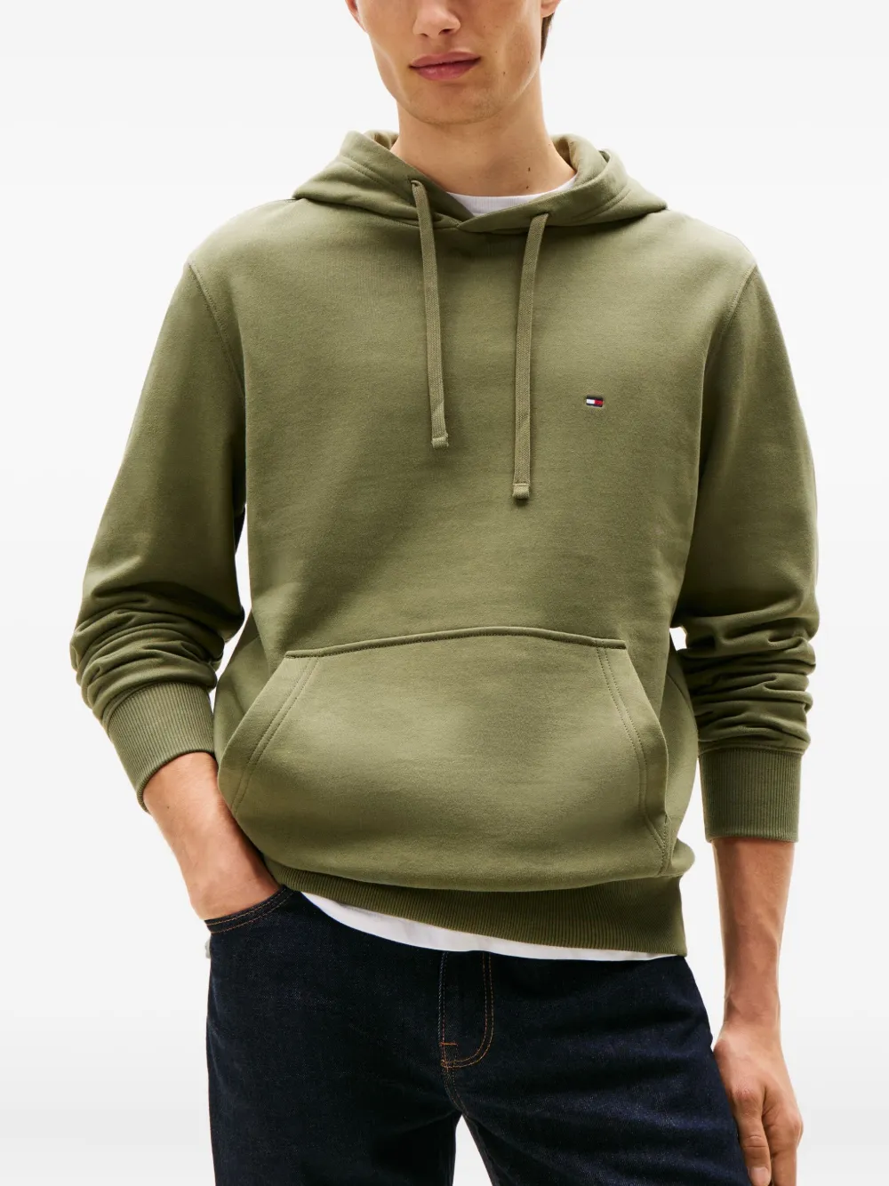 Tommy Hilfiger Logo-embroidered Hoodie In Green