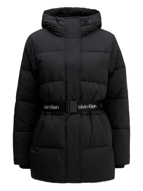 Calvin Klein Jeans hooded belted coat