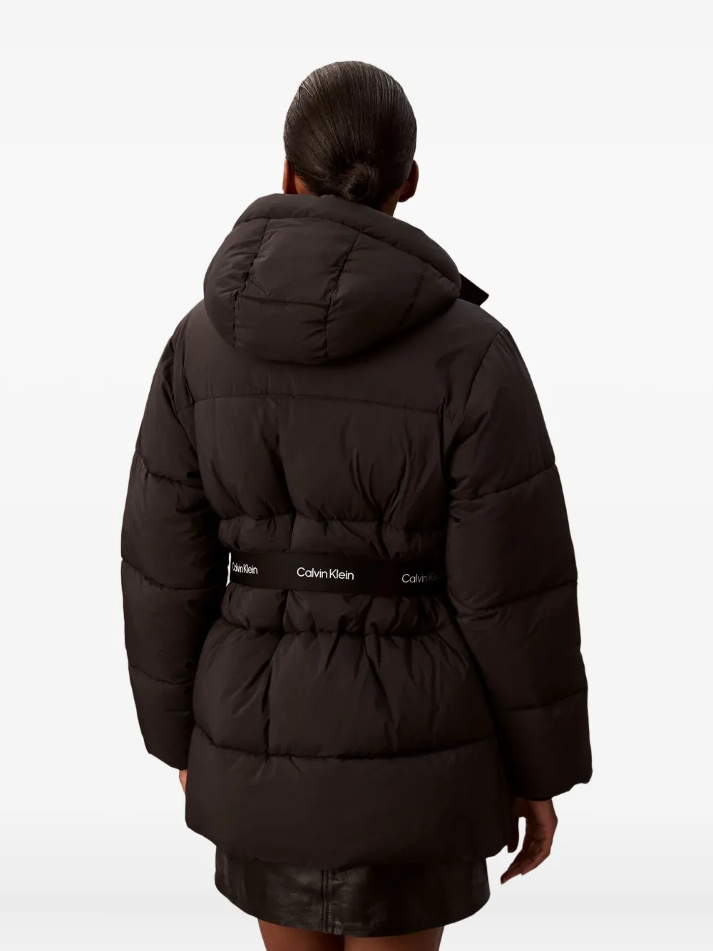 Calvin Klein Jeans Est.1978 Hooded Belted Coat In Black