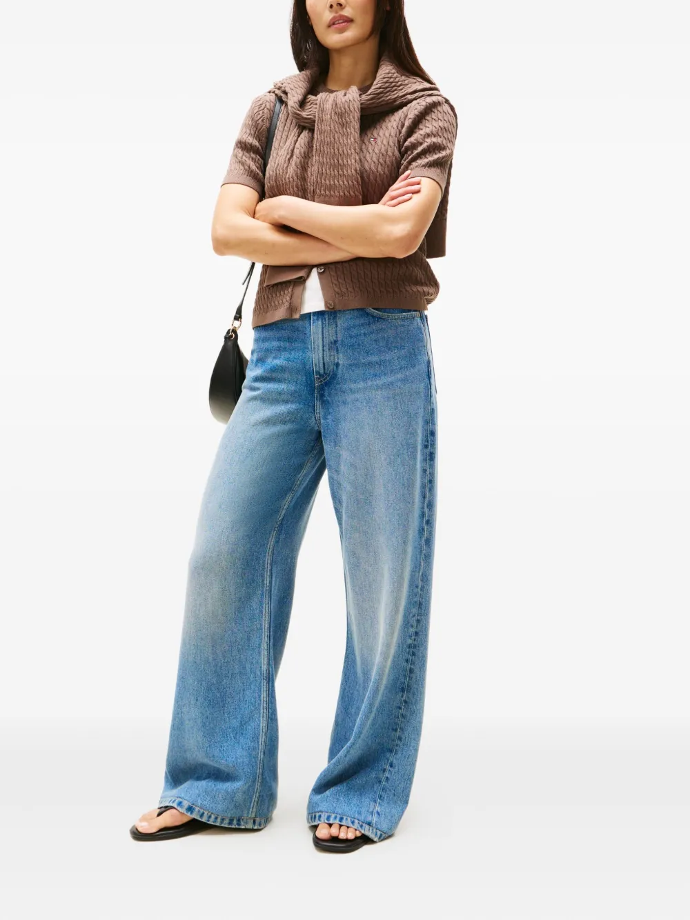 Tommy Hilfiger Cable-knit Buttoned Cardigan In Brown