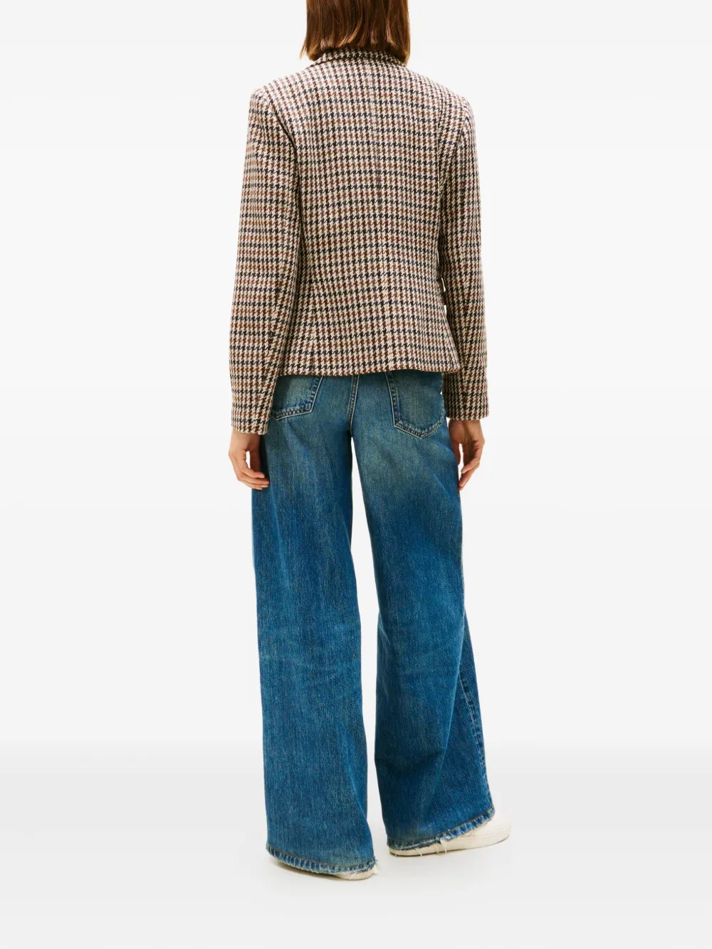 Tommy Hilfiger Jack met pied-de-poule print en enkele rij knopen Beige