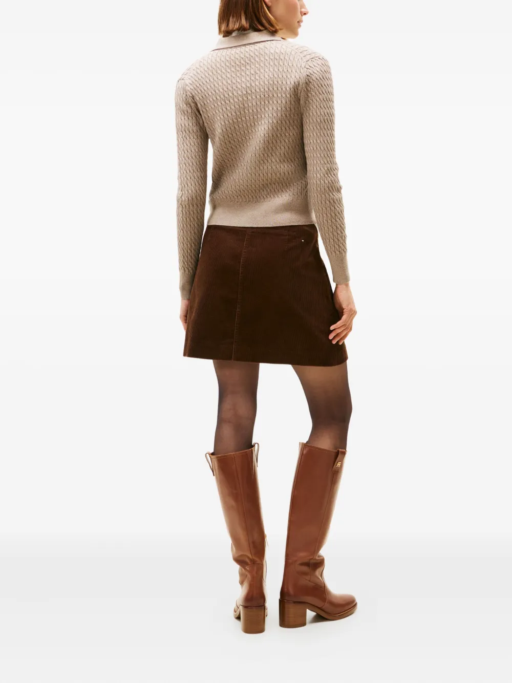 Tommy Hilfiger Collared Cable-knit Cardigan In Neutral