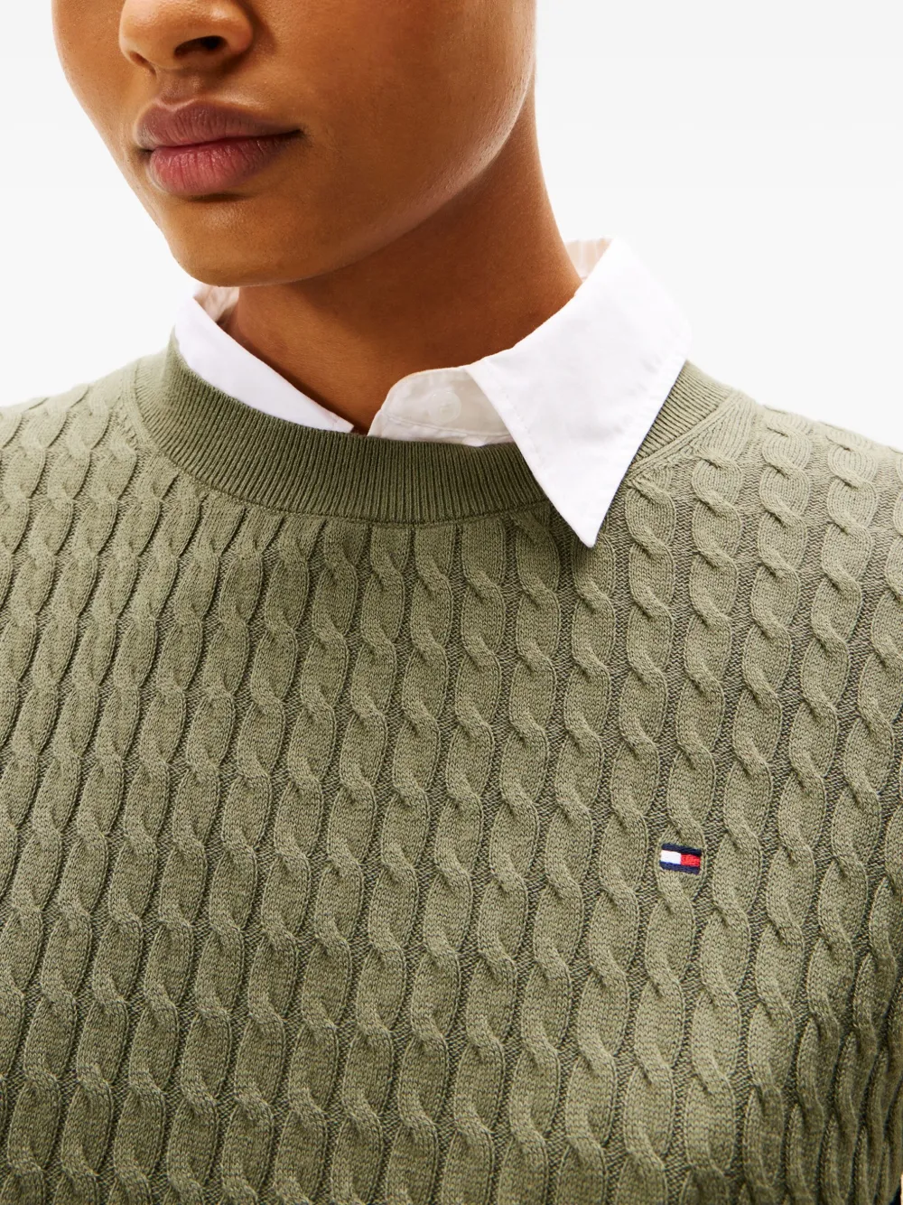 Tommy Hilfiger Cable Knit Sweater In Green