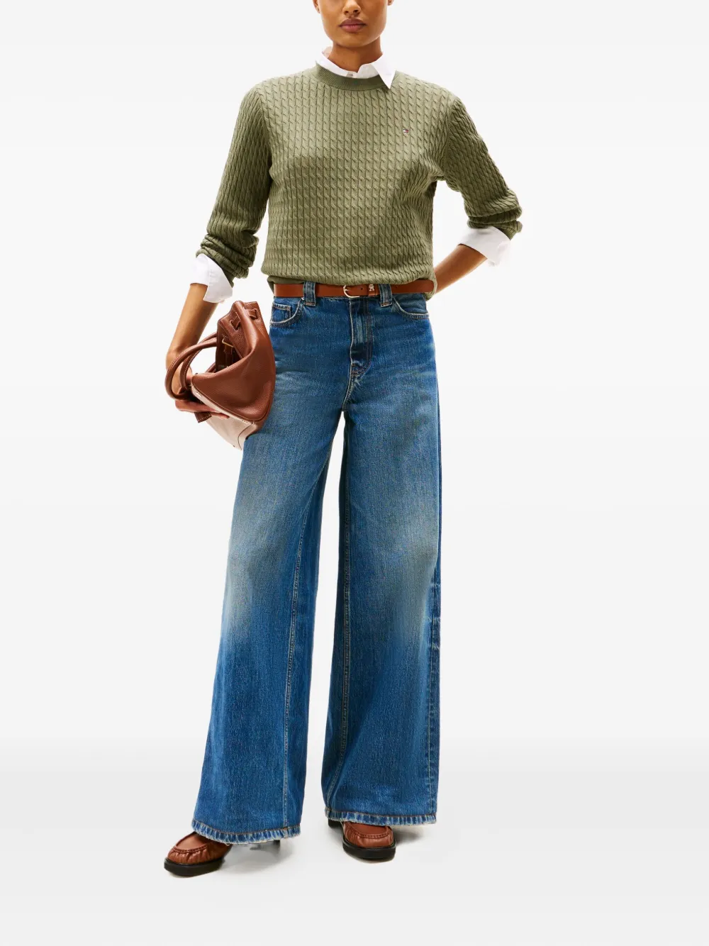 Tommy Hilfiger Cable Knit Sweater In Green