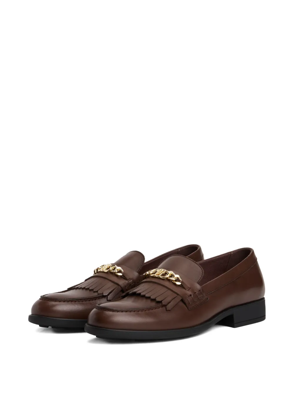 Tommy Hilfiger Loafers met franje en kettingdetail - Bruin