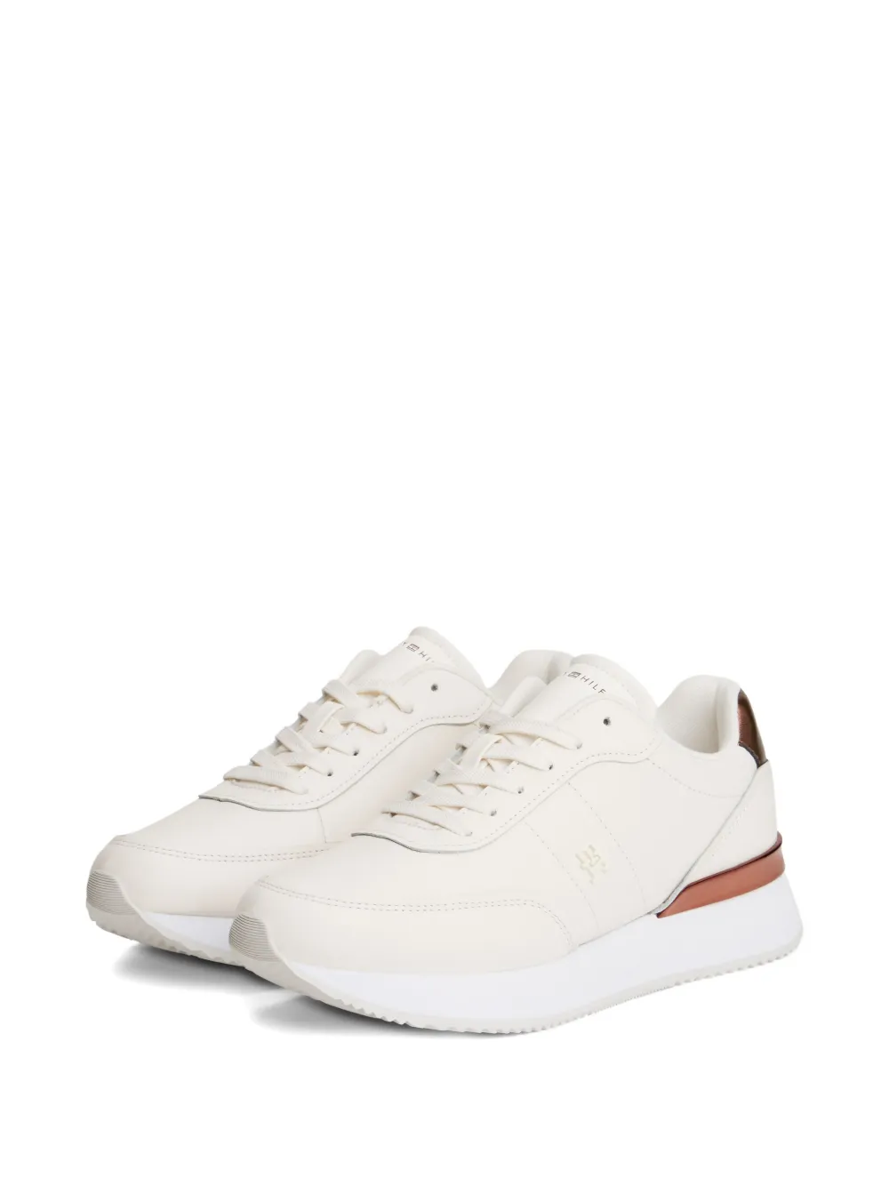 Tommy Hilfiger Sneakers met metallic vlak - Beige
