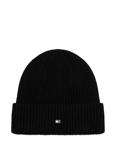Tommy Hilfiger ribbed logo-plaque beanie