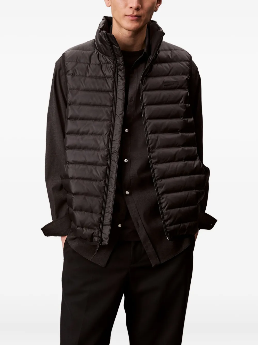 Calvin Klein Zip Quilted Gilet In Black