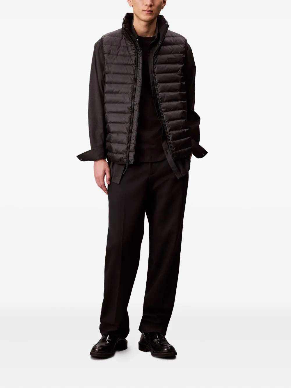 Calvin Klein Zip Quilted Gilet In Black
