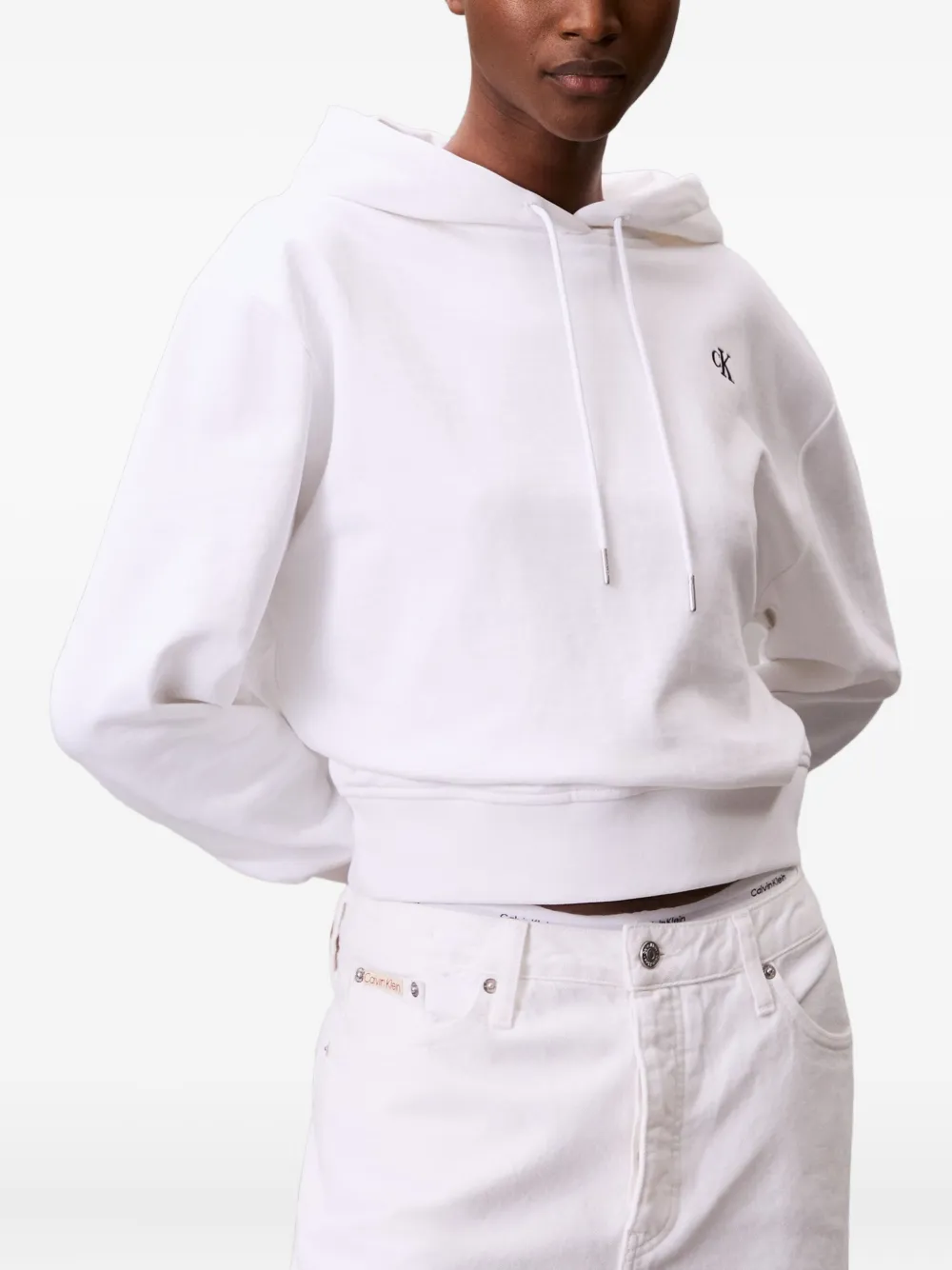 Calvin Klein Jeans Hoodie met geborduurd logo Wit