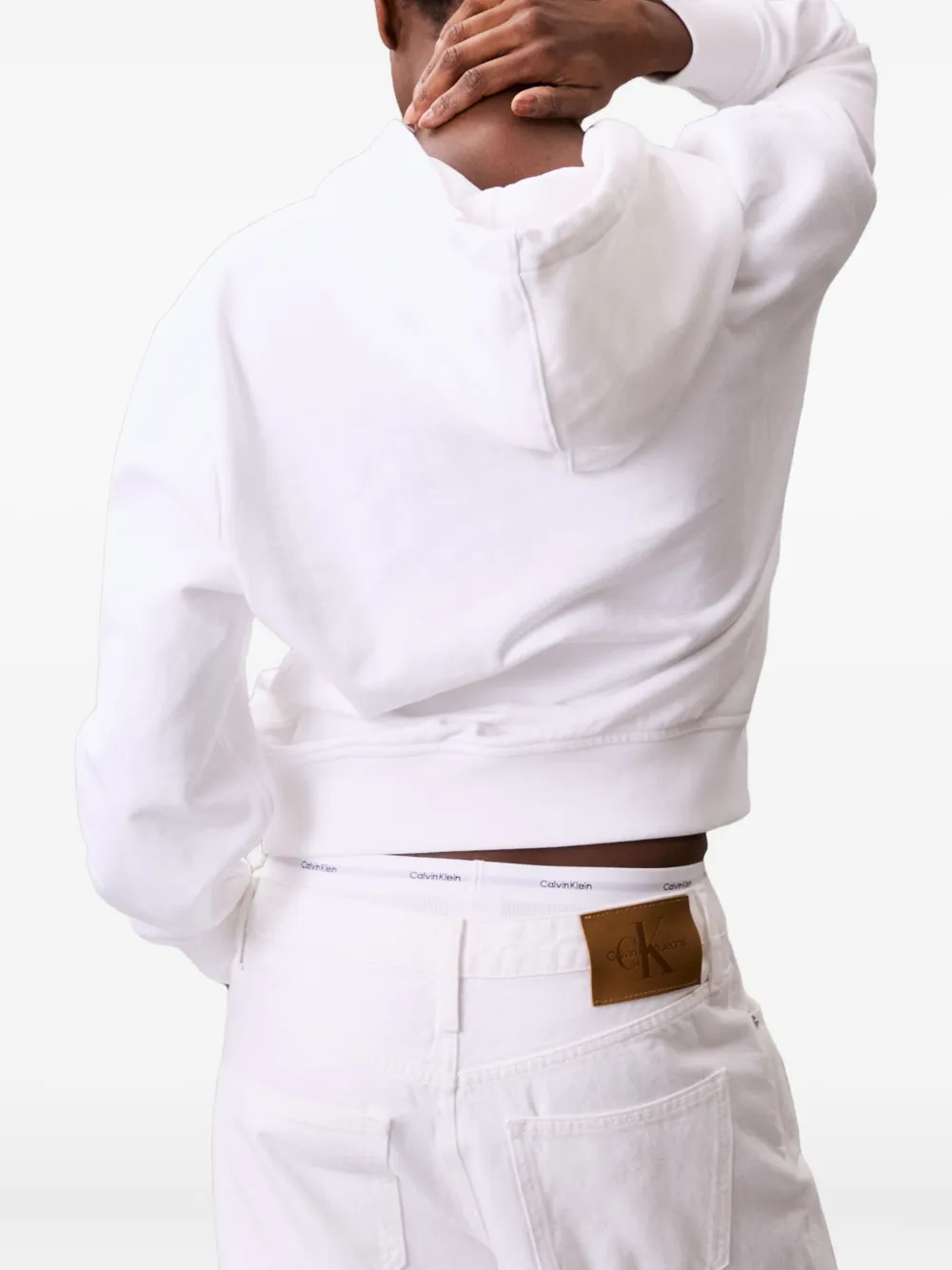 Calvin Klein Jeans Hoodie met geborduurd logo Wit