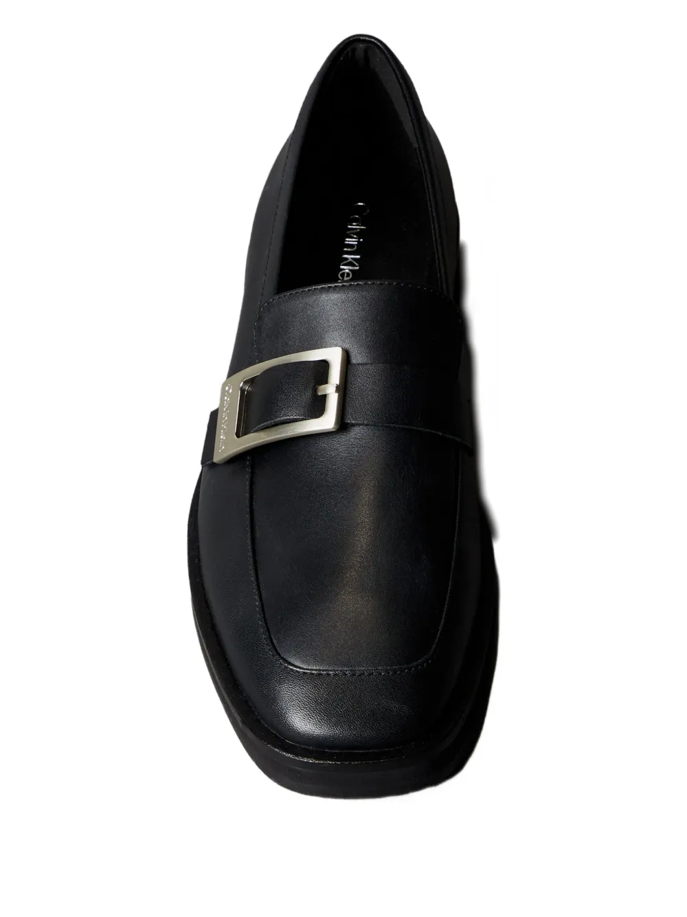 Calvin Klein Buckled Leather Loafers In Black