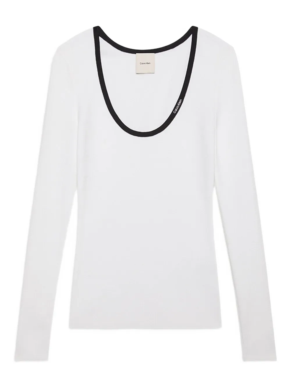 Calvin Klein Jeans ribbed trim top | White | Image 1