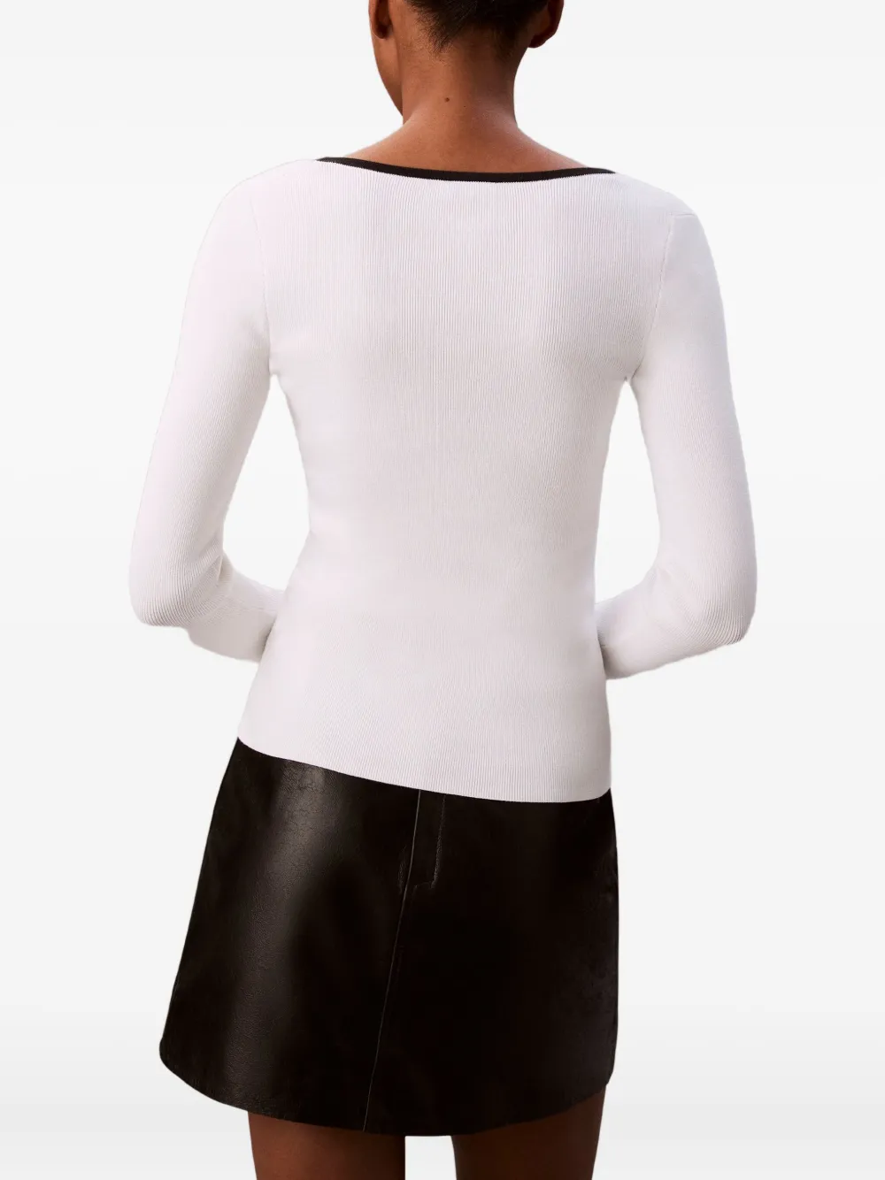 Calvin Klein Jeans Top met geribbelde afwerking Wit
