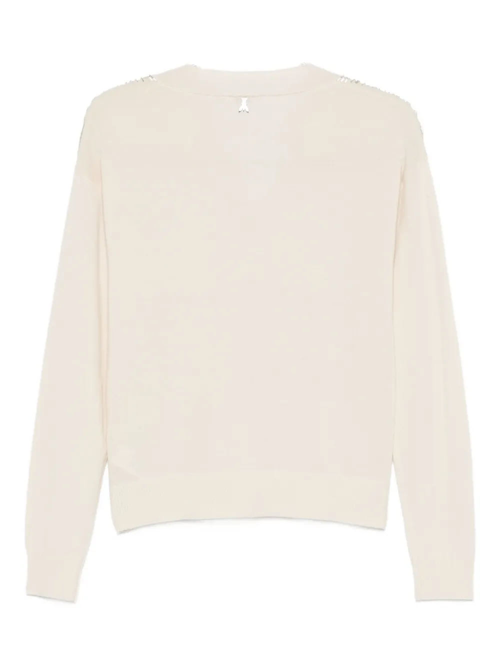 Patrizia Pepe Trui met V-hals en franje Beige