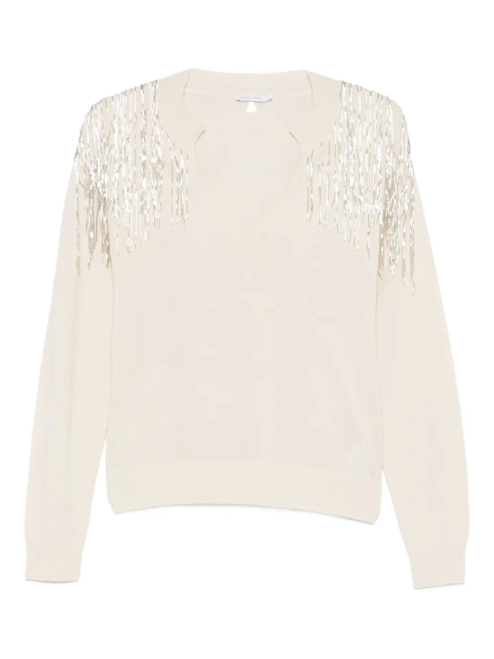 Patrizia Pepe fringe V-neck sweater - Toni neutri