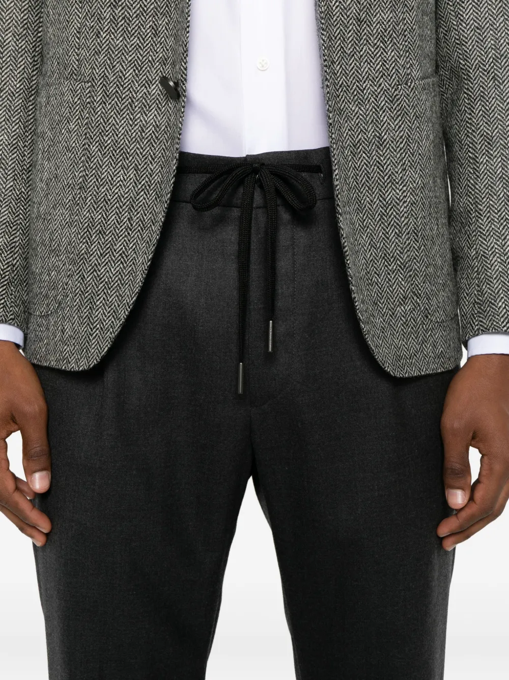 Tagliatore Drawstring Pleated Trousers In Black