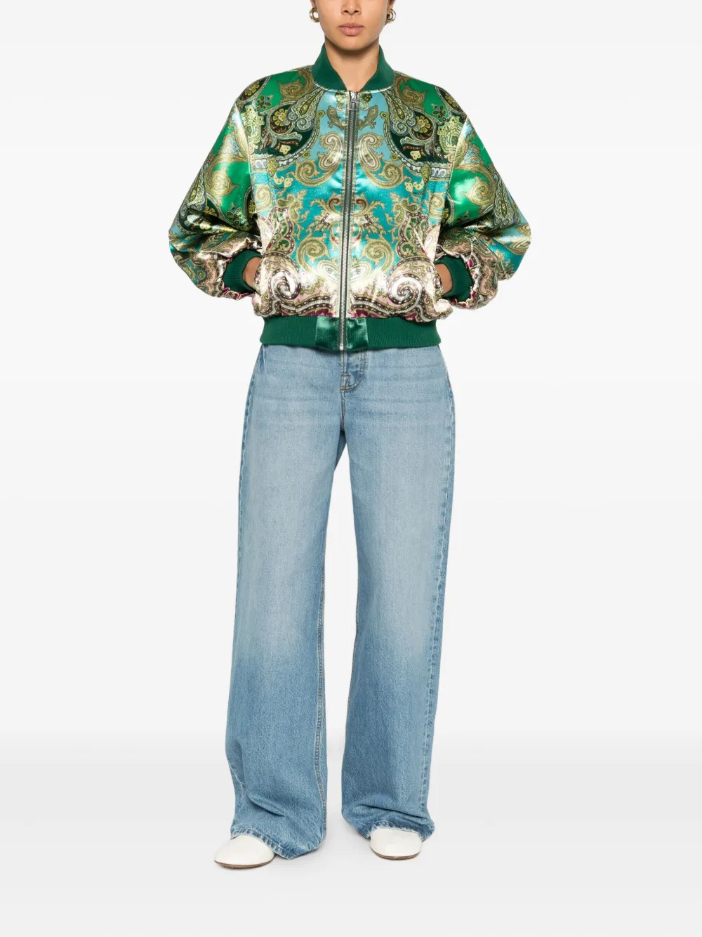 ALEMAIS Clemenza jack met paisley-print en rits Groen