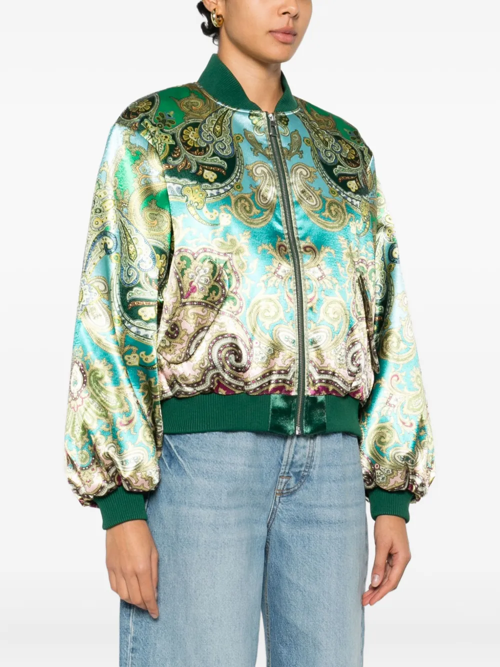 ALEMAIS Clemenza jack met paisley-print en rits Groen